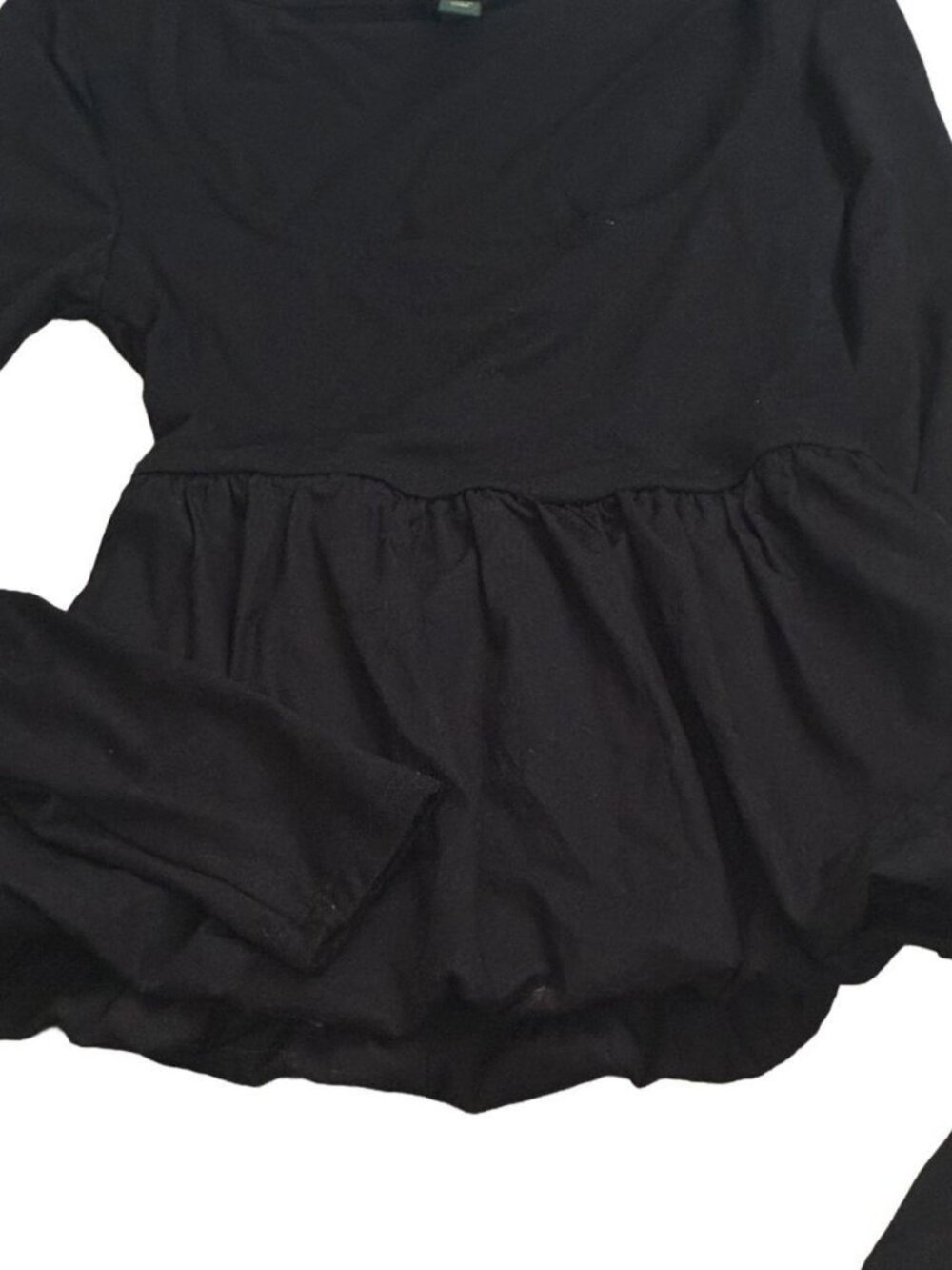 Wild Fable Black Scoop Neck Peplum Blouse XXS NWOT